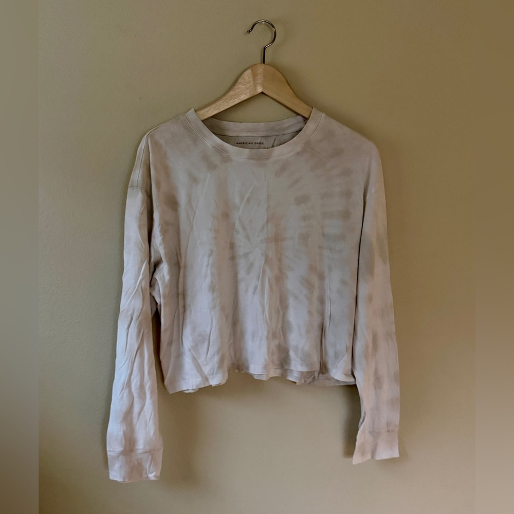 American eagle Long Sleeve Crop - Grey Tyedye - Size L